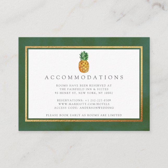 Die Hochzeitskollektion der Ananas mit tropischen  Begleitkarte (Vorderseite)