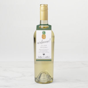 Die Hochzeitskollektion der Ananas mit tropischen  Flaschenanhänger