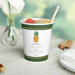 Die Hochzeitskollektion der Ananas mit tropischen  Pappbecher