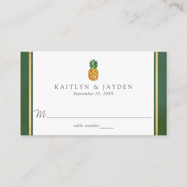Die Hochzeitskollektion der Ananas mit tropischen  Platzkarte (Vorderseite)