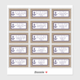 Die Hochzeitskollektion der Marine auf Burlap Beac Aufkleber