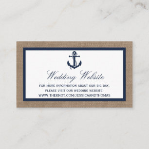 Die Hochzeitskollektion der Marine auf Burlap Beac Begleitkarte