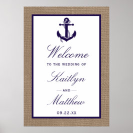 Die Hochzeitskollektion der Marine auf Burlap Beac Poster