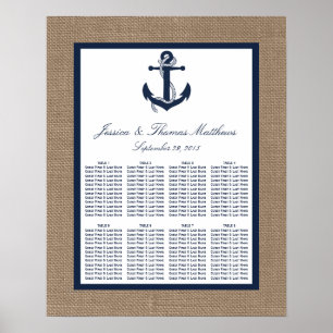 Die Hochzeitskollektion der Marine auf Burlap Beac Poster