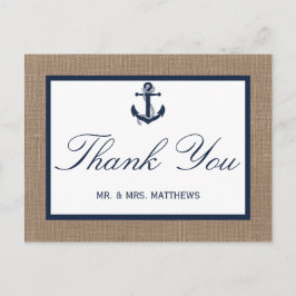 Die Hochzeitskollektion der Marine auf Burlap Beac Postkarte