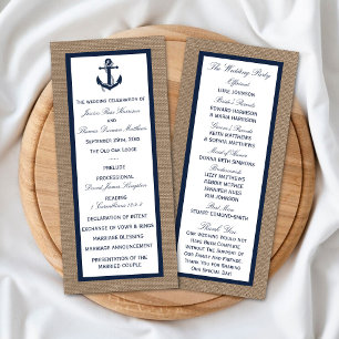 Die Hochzeitskollektion der Marine auf Burlap Beac Programm