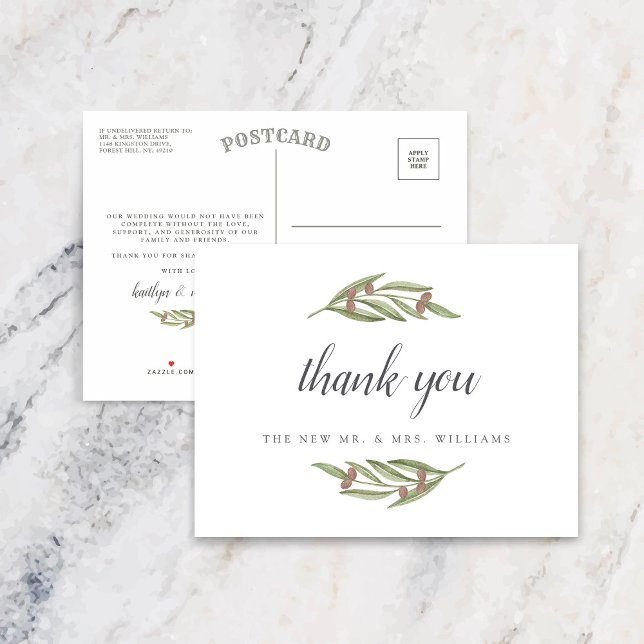 Die Hochzeitskollektion der Olivenzweige Ankündigungspostkarte (Von Creator hochgeladen)