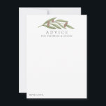 Die Hochzeitskollektion der Olivenzweige Hinweiskarte<br><div class="desc">Feiern Sie stilvoll mit diesen rustikalen Olivenzweig-Ratschlägen. Das schlichte, aber stilvolle Design ermöglicht es Ihren Gästen, sich einen Ratschlag zu schreiben, damit Sie in den nächsten Jahren behalten und lesen können. Die Formulierung ist leicht zu personalisieren, sodass diese Karten schnell in Ratenkarten für Brautpartys, Verlobungen, Jubiläen, Abschlüsse und viele andere...</div>