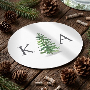 Die Hochzeitskollektion der Pinienwälder Runder Pappuntersetzer