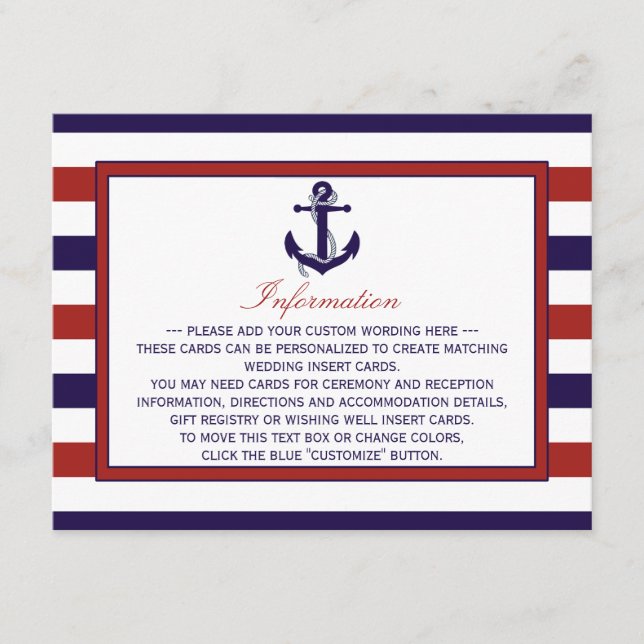 Die Hochzeitskollektion der roten und der Marine Begleitkarte (Vorderseite)