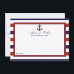Die Hochzeitskollektion der roten und der Marine Hinweiskarte<br><div class="desc">Feiern Sie stilvoll mit diesen nautischen Ankerausweisen. Das schlichte, aber stilvolle Design ermöglicht es Ihren Gästen, sich einen Ratschlag zu schreiben, damit Sie in den nächsten Jahren behalten und lesen können. Die Formulierung ist leicht zu personalisieren, sodass diese Karten schnell in Ratenkarten für Brautpartys, Verlobungen, Jubiläen, Abschlüsse und viele andere...</div>