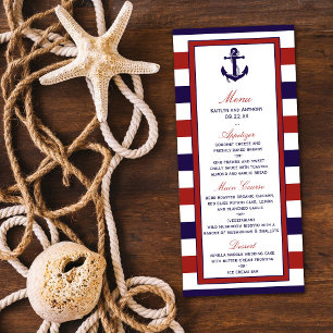 Die Hochzeitskollektion der roten und der Marine Menükarte