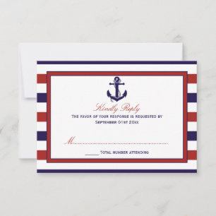 Die Hochzeitskollektion der roten und der Marine RSVP Karte