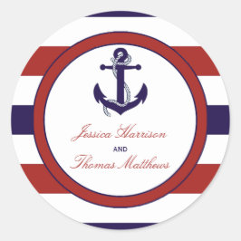 Die Hochzeitskollektion der roten und der Marine Runder Aufkleber