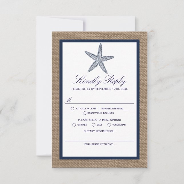 Die Hochzeitskollektion der Seestreitkräfte von Bu RSVP Karte (Vorderseite)