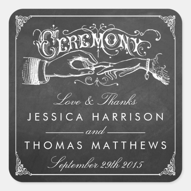 Die Hochzeitskollektion der Vintagen Ehe Quadratischer Aufkleber (Vorderseite)