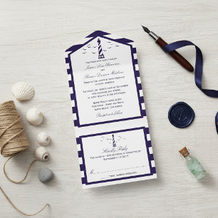 Die Hochzeitskollektion des Leuchtturms All In One Einladung