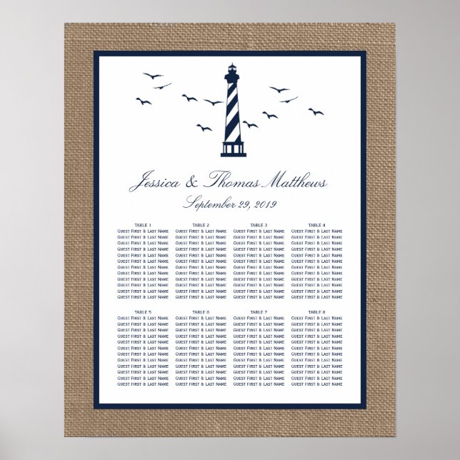 Die Hochzeitskollektion des Nautical Lighthouse Bu Poster (Vorne)