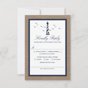 Die Hochzeitskollektion des Nautical Lighthouse Bu RSVP Karte