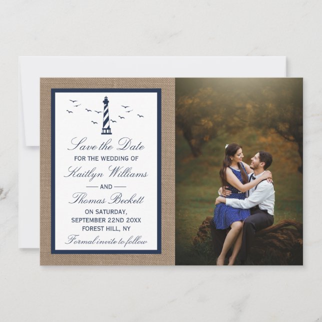 Die Hochzeitskollektion des Nautical Lighthouse Bu Save The Date (Vorderseite)