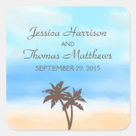 Die Hochzeitskollektion des Strandbades Quadratischer Aufkleber