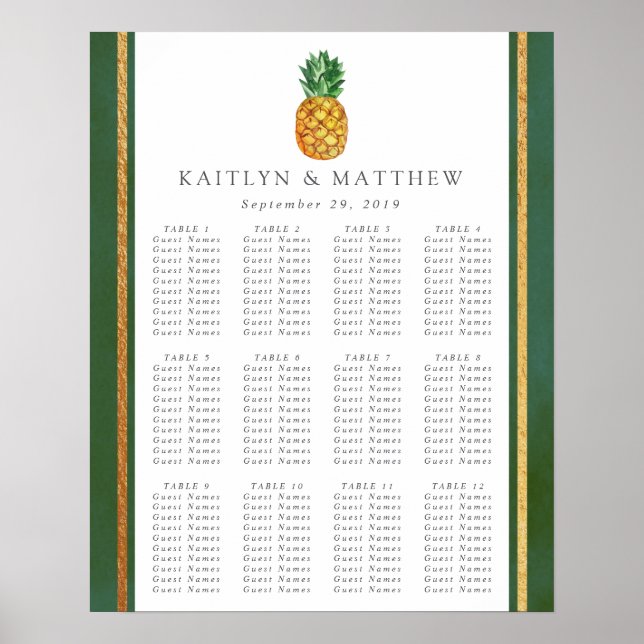 Die Hochzeitskollektion für Ananas mit tropischen  Poster (Vorne)