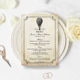 Die Hochzeitskollektion mit Vintagem Heißluftballo Menükarte