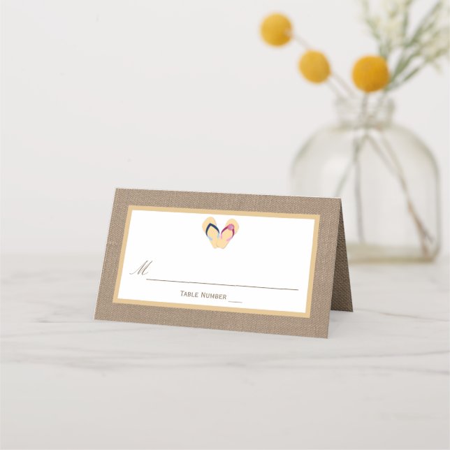 Die Hochzeitskollektion von Dreh-Flop Sand Beach B Platzkarte (Vorderseite)