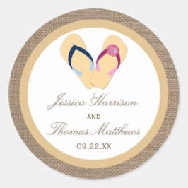 Die Hochzeitskollektion von Dreh-Flop Sand Beach B Runder Aufkleber