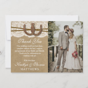 Die Hochzeitskollektion von Kraft, Spitzen und Hor Dankeskarte