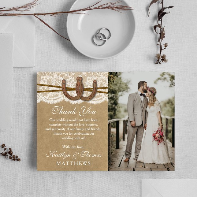 Die Hochzeitskollektion von Kraft, Spitzen und Hor Dankeskarte (Von Creator hochgeladen)