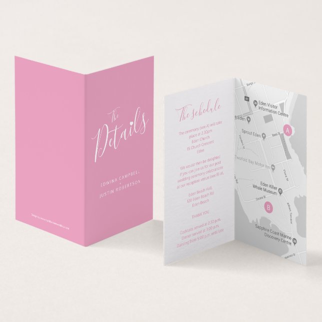 Die Hochzeitsveranstaltung Details Gastplan rosa (Innenseite und Außenseite)