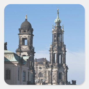 Die Hofkirche (Kirche des Gerichtshofes) Dresden Quadratischer Aufkleber