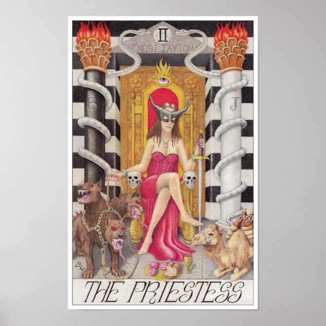 Die Hohepriesterin Tarotkarte Poster (Vorne)