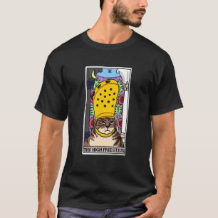 Die Hohepriesterin Tarotkarte Schwarze Katze Mysti T-Shirt