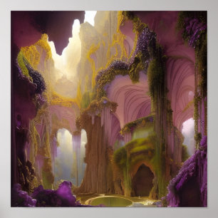 Die Höhle der digitalen Kunst von Amethyst Geodes Poster