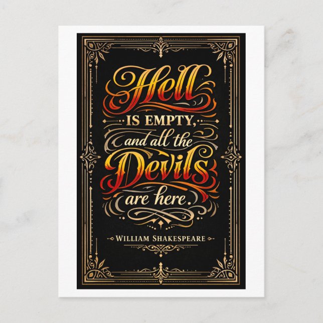 "Die Hölle ist leer" Shakespeare Postkarte (Vorderseite)