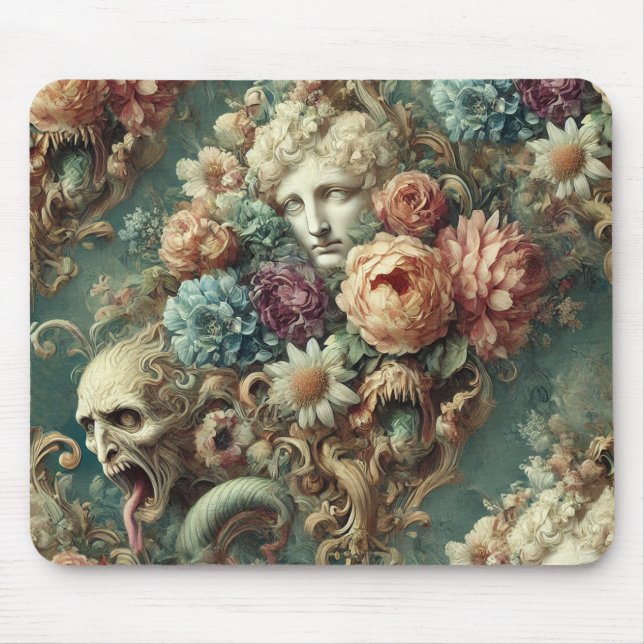 Die Höllenmotorade - gotisches Blumendesign Mousepad (Vorne)