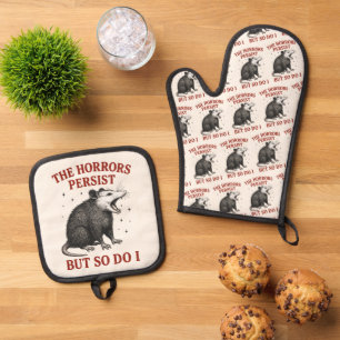 Die Horror bestehen fort, aber ich auch Ofenhandschuh & Topflappen-Set