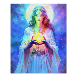 Die hübsche Wahrsagerin im Glanz der Kristallkugel Poster