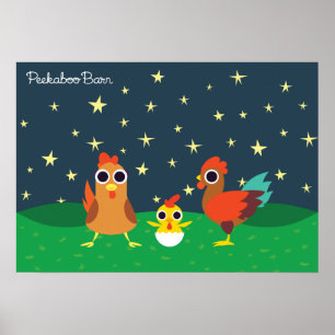 Die Huhn-Familie nachts Poster