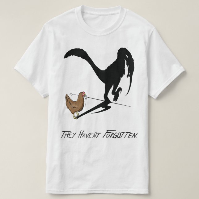Die Hühner erinnern sich (Dinosaurier-Cartoon) T-Shirt (Design vorne)