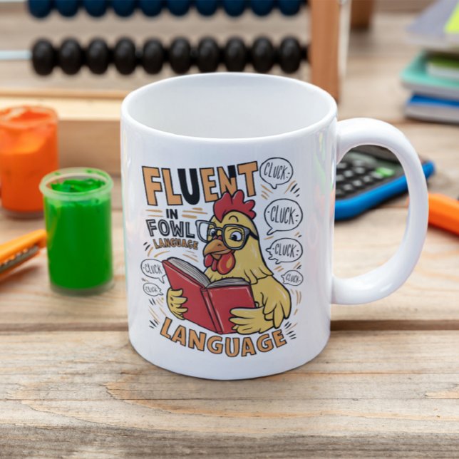 Die Hühner fließen in der Sprache der Vögel Kaffeetasse (Von Creator hochgeladen)