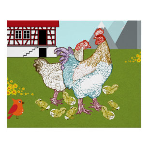 Die Hühnerfamilie Poster