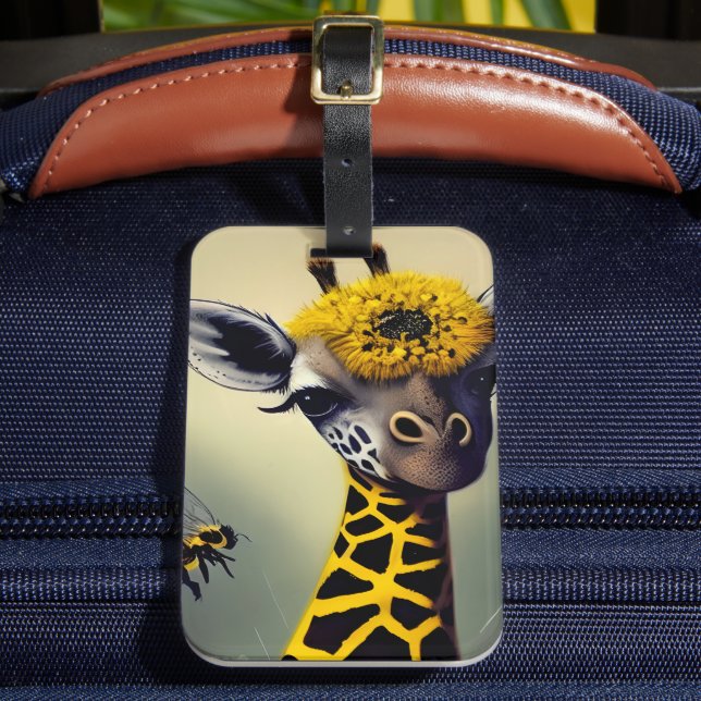 Die Hummel Giraffe Whimsical Digital Art Gepäckanhänger (Vorderseite Insitu 2)