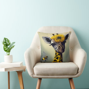 Die Hummel Giraffe Whimsical Digital Art Kissen
