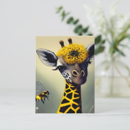 Die Hummel Giraffe Whimsical Digital Art Postkarte