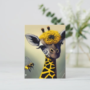 Die Hummel Giraffe Whimsical Digital Art Postkarte