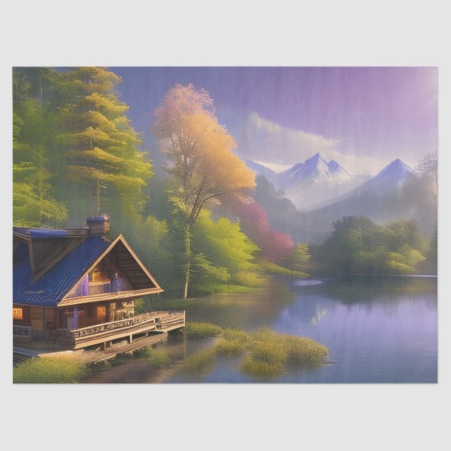 Die Hütte am Gebirgsbach Seidenpapier (Vorderseite)