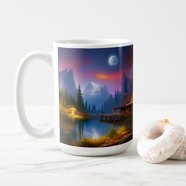 Die Hütte in der Bucht N des Mondes Kaffeetasse (Mit Donut)